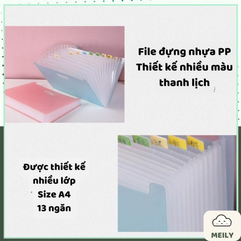 Cặp nhựa 13 ngăn đựng tài liệu A4 K127