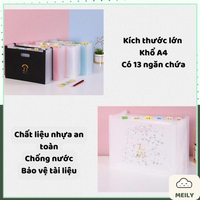 Cặp nhựa 13 ngăn đựng tài liệu A4 K127