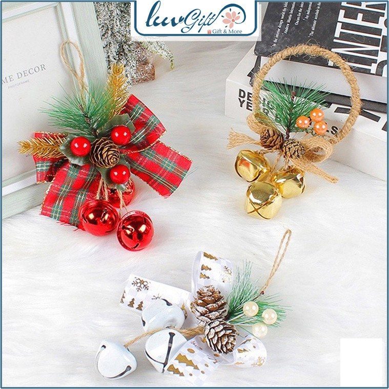 Chùm chuông treo cửa Giáng sinh màu vàng trang trí cây thông Noel
