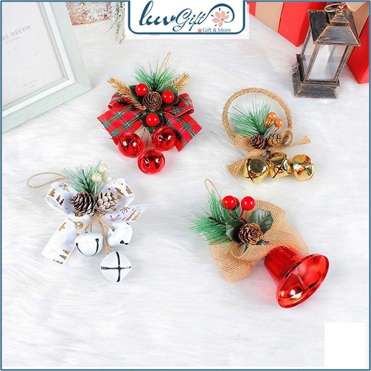 Chùm chuông treo cửa Giáng sinh màu vàng trang trí cây thông Noel