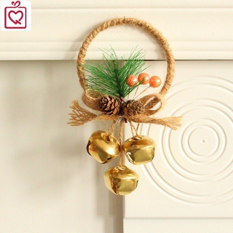 Chùm chuông treo cửa Giáng sinh màu vàng trang trí cây thông Noel - 3 chuông vàng
