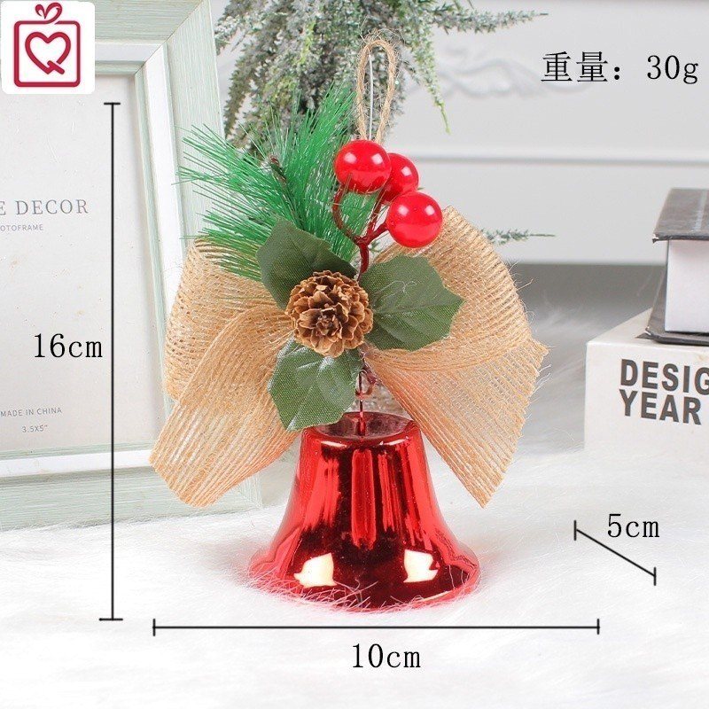 Chùm chuông treo cửa Giáng sinh màu vàng trang trí cây thông Noel - 1 chuông đỏ to