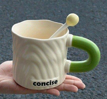 Cốc sứ phong cách Anh quốc BL190 - Quai xanh lá - 400ml