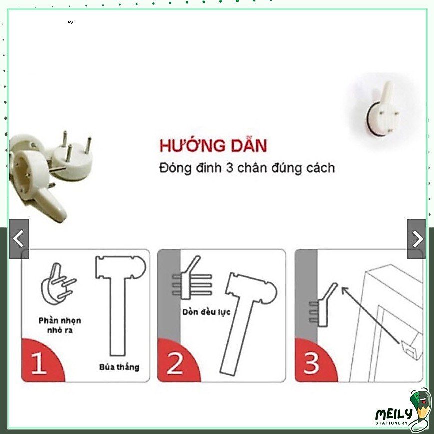 Com bo Đinh treo tường 3 chân không khoan treo tường cố đình chắc chắn K152