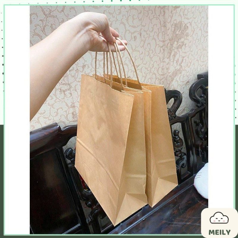 Combo 5 túi giấy mỏng nâu da bò quai dán Klong