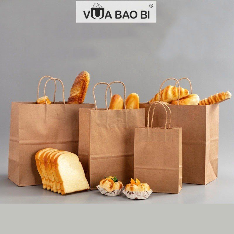 Combo 5 túi giấy mỏng nâu da bò quai dán Klong - Túi giấy kraft loại mỏng V1