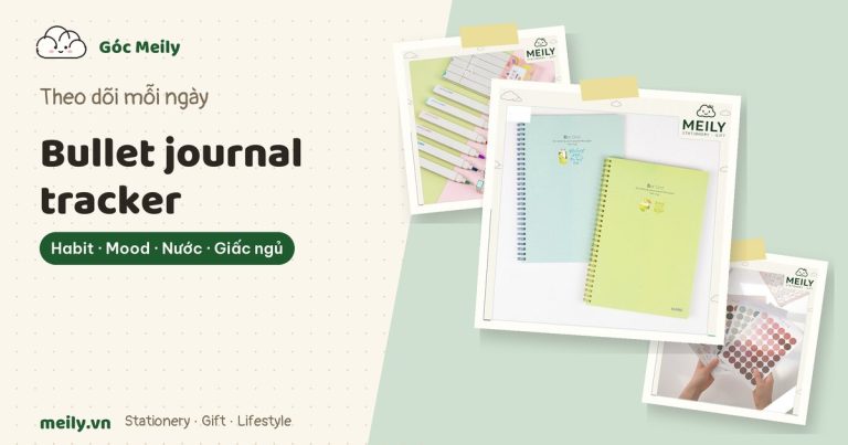 Bullet journal tracker: habit, mood, uống nước, giấc ngủ (mẫu tự kẻ)