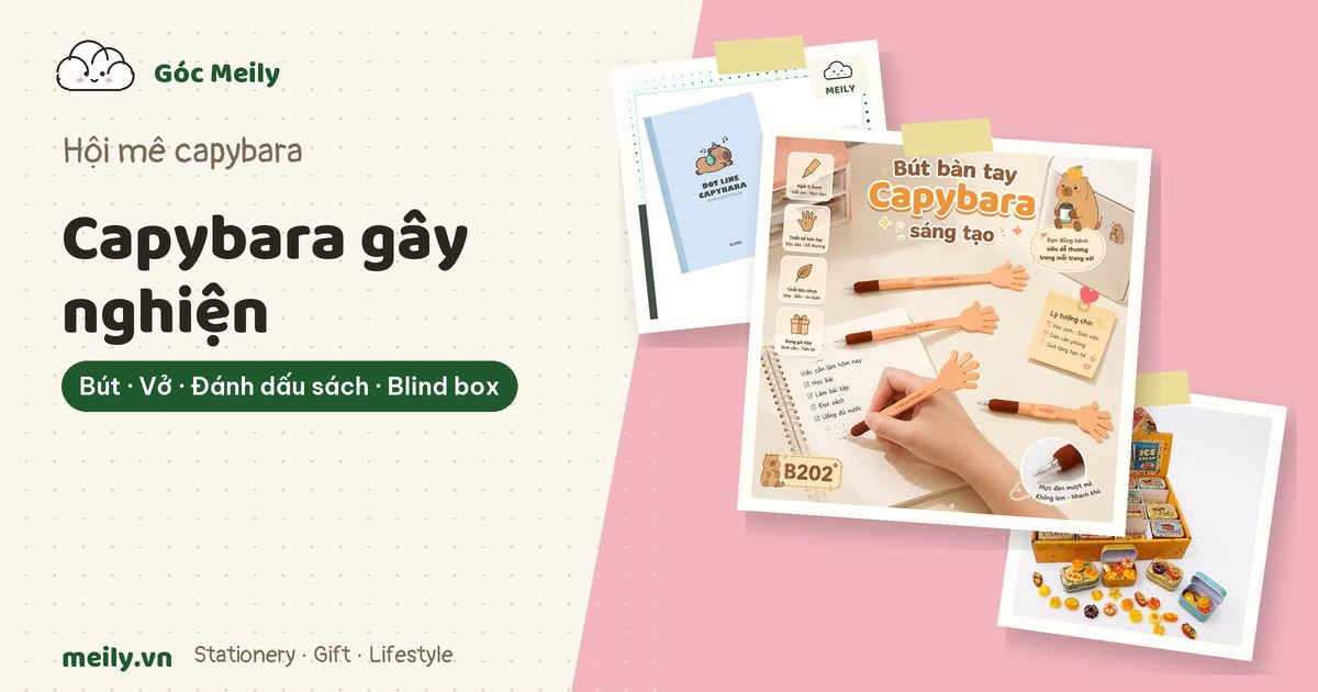 Capybara gây nghiện: 12 món đồ dùng học tập capybara cute cho bàn học chill
