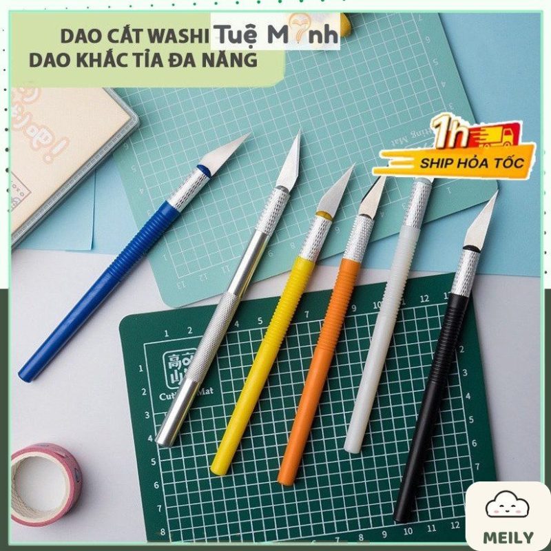 Dao cắt Washi tape, dao điêu khắc gọt mô hình kèm 8 lưỡi dự phòng