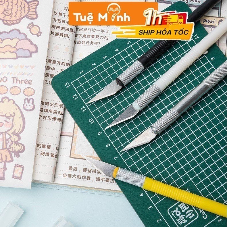 Dao cắt Washi tape, dao điêu khắc gọt mô hình kèm 8 lưỡi dự phòng - [CB] Dao cắt washi + 8 lưỡi dao