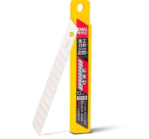 Dao rọc giấy Deli TD202 - Hộp 10 lưỡi dao dự phòng rọc giấy 13 đoạn bạc Deli 2012 K157