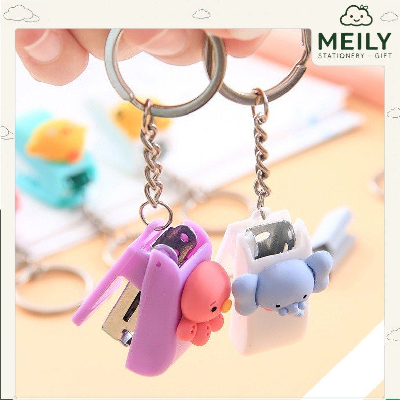 Dập ghim mini cute hình động vật kiêm móc khóa