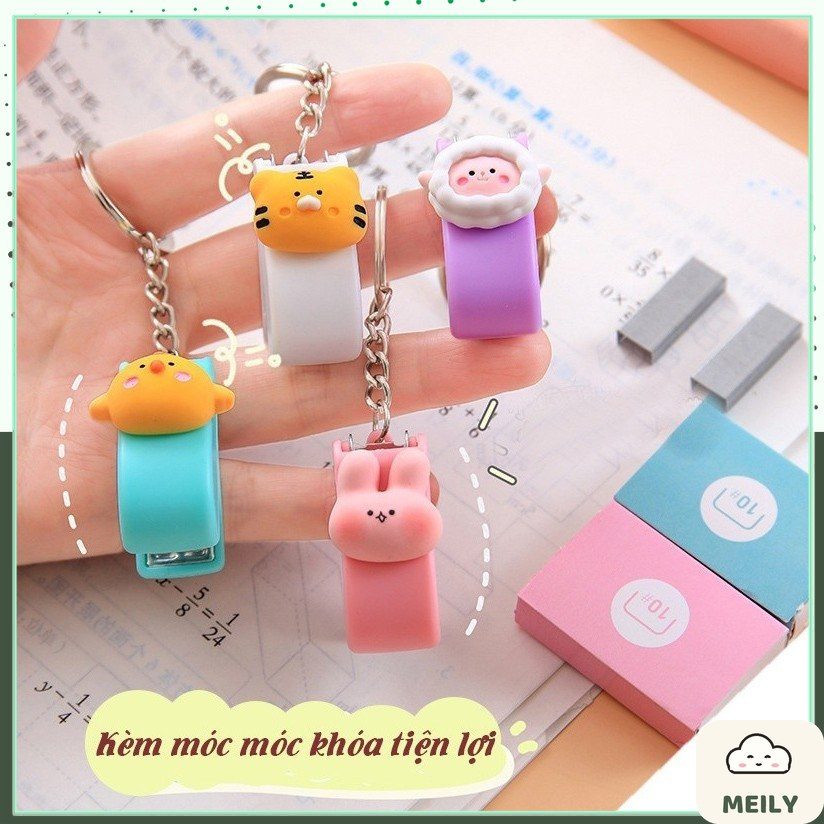 Dập ghim mini cute hình động vật kiêm móc khóa