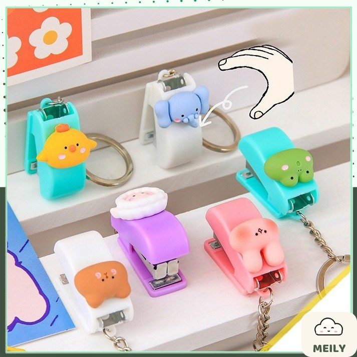 Dập ghim mini cute hình động vật kiêm móc khóa