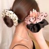 Dây buộc tóc lụa chấm bi trái tim phom rộng 14cm