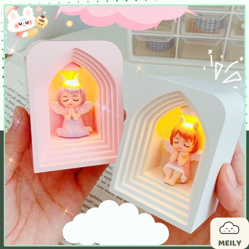 Đèn trang trí mini phát sáng mẫu thiên thần cầu để bàn học