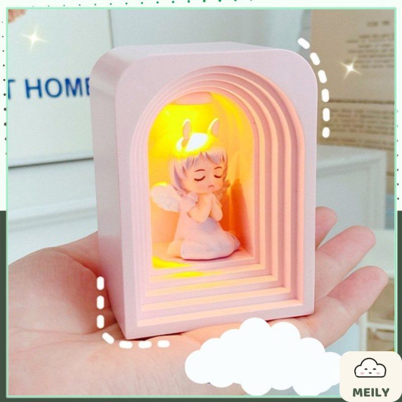 Đèn trang trí mini phát sáng mẫu thiên thần cầu để bàn học