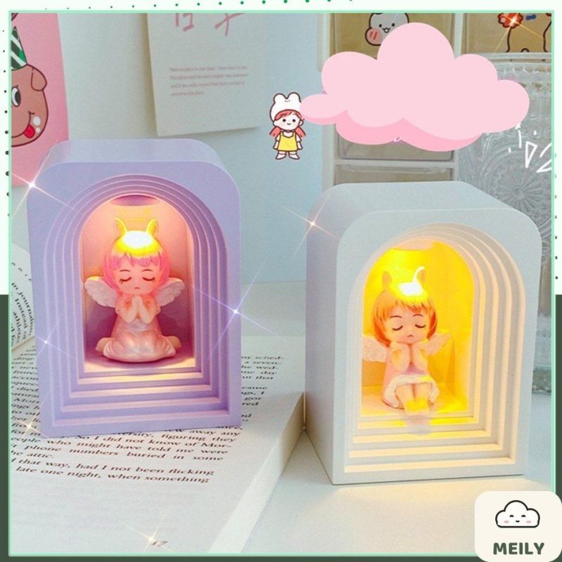 Đèn trang trí mini phát sáng mẫu thiên thần cầu để bàn học