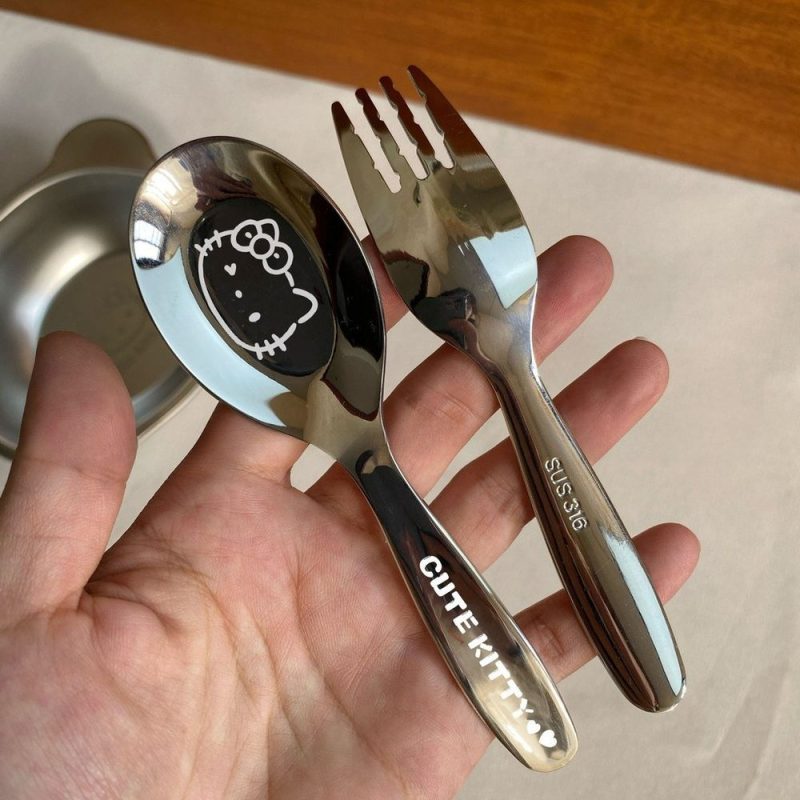 Đồ dùng ăn uống inox mèo Kitty dễ thương BL197