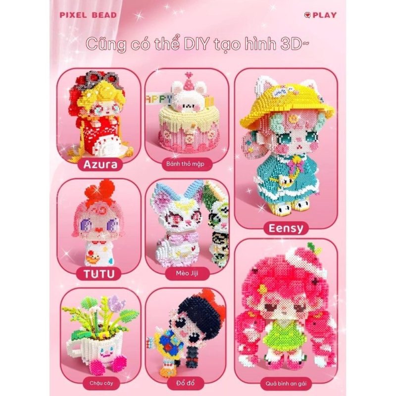Bảng xếp hạt ủi size lớn 28x28cm kèm bút gắp, băng keo K282