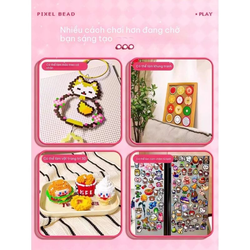 Bảng xếp hạt ủi size lớn 28x28cm kèm bút gắp, băng keo K282