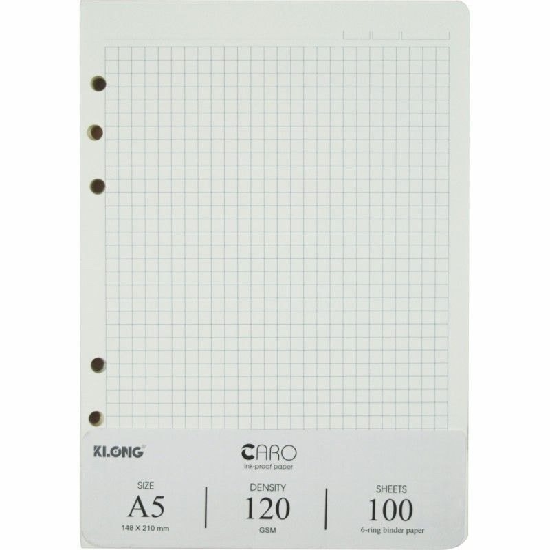 File còng nhựa A5 lưu trữ tài liệu KLong-MS993 - Ruột sổ còng caro 5x5 mm A5- 100 tờ 120/76 KLong-MS996