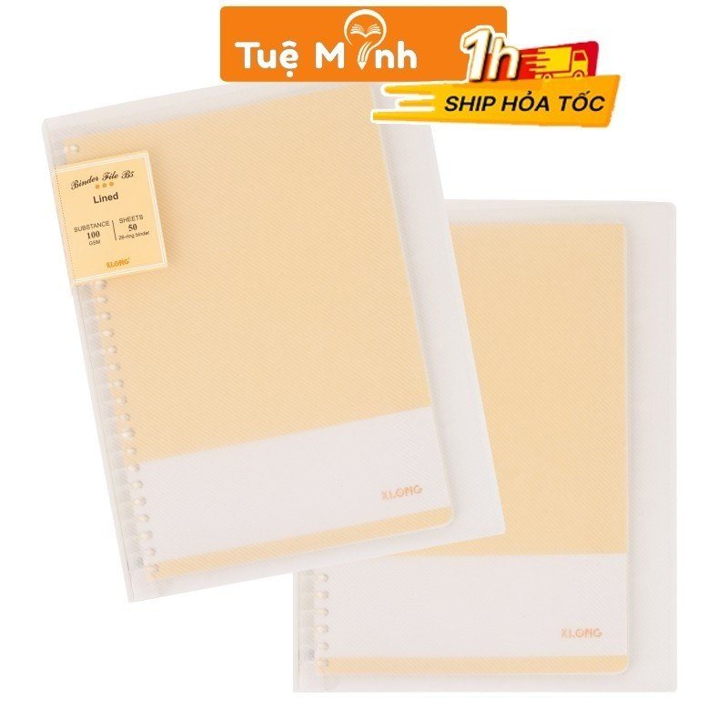 File còng nhựa Klong B5 26 chấu thay ruột refill MS 543 - Sổ kẻ ngang nét đứt kẹp còng nhựa 26 chấu B5 50 tờ 100/76 Klong MS529 [KM]-NN