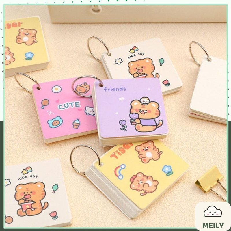 Flashcard tập thẻ học từ mới ngoại ngữ, ghi chú Hổ cute dễ thương NO40