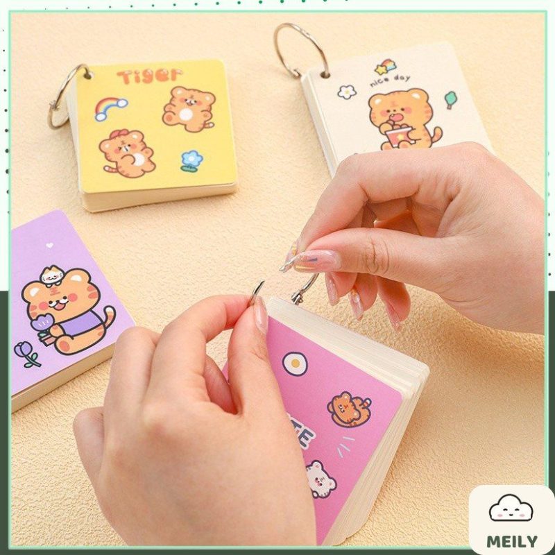 Flashcard tập thẻ học từ mới ngoại ngữ, ghi chú Hổ cute dễ thương NO40