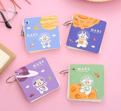 Flashcard tập thẻ học từ mới ngoại ngữ, ghi chú Hổ cute dễ thương NO40 - Sao hỏa Mars