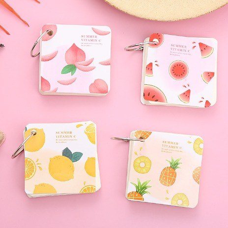 Flashcard tập thẻ học từ mới ngoại ngữ, ghi chú Hổ cute dễ thương NO40 - Hoa quả nhiệt đới