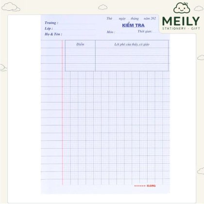 Giấy kiểm tra 4 ô ly Klong b5 MS 011