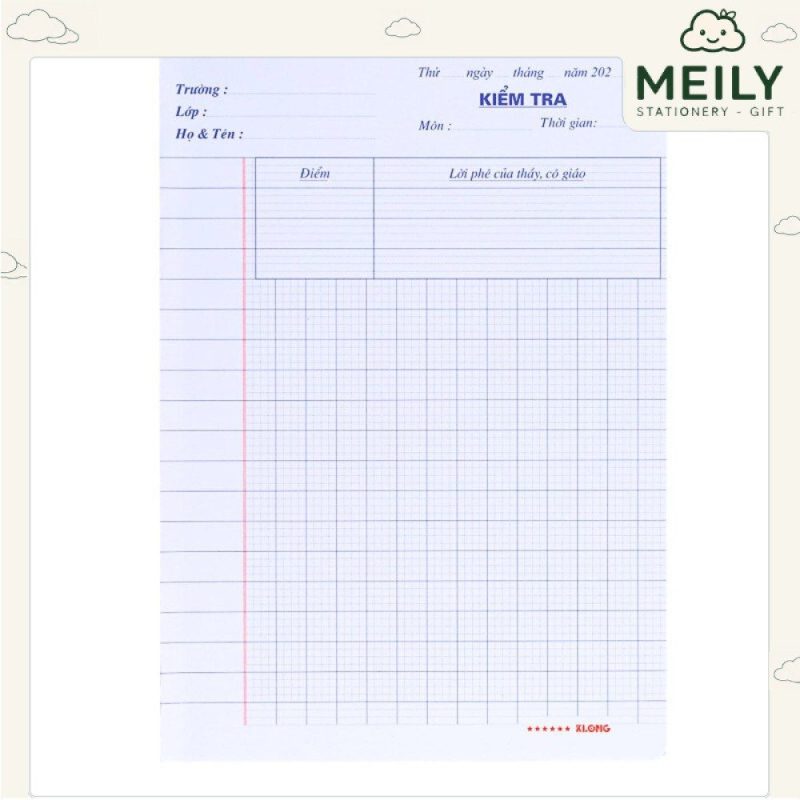 Giấy kiểm tra 4 ô ly Klong b5 MS 011