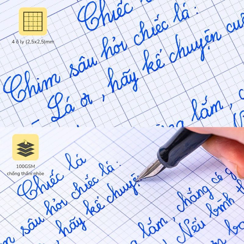 Giấy kiểm tra 4 ô ly Klong b5 MS 011