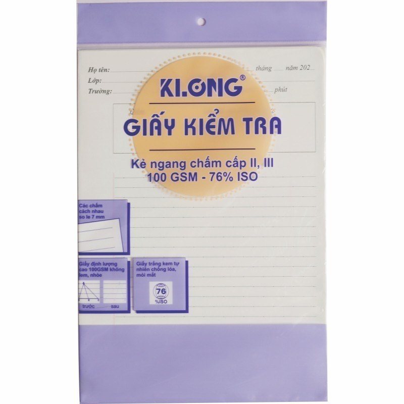 Giấy Kiểm Tra KLONG MS 280 - Giấy kiểm tra tờ đôi in offset dl cao 20 tờ kép/tập Klong MS279