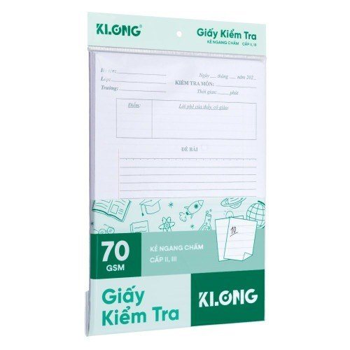 Giấy Kiểm Tra KLONG MS 280 - Giấy kiểm tra cấp II, III B5 25 kép/tập 70/92 Klong Ms232