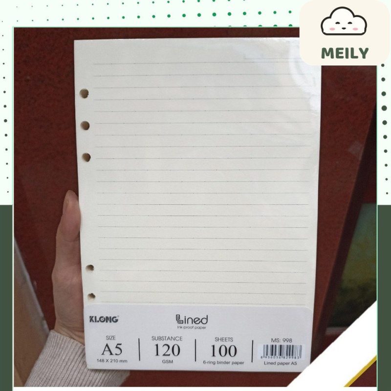 Giấy ruột sổ còng kẻ ngang A5 100 tờ dày 120gsm