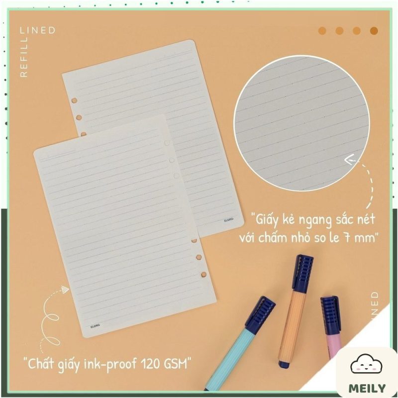 Giấy ruột sổ còng kẻ ngang A5 100 tờ dày 120gsm