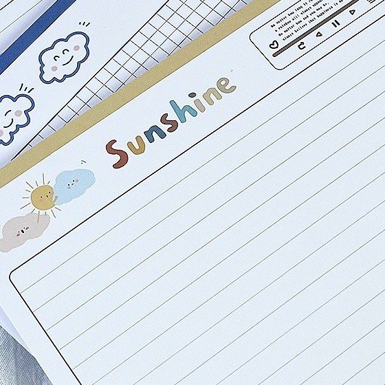 Giấy viết bài B5 30 tờ caro/kẻ ngang họa tiết thời tiết S47 - Sunshine kẻ ngang