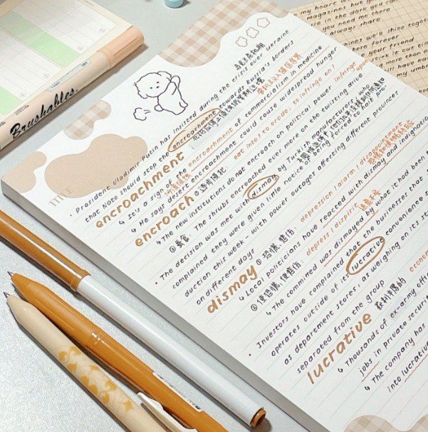 Giấy viết từ mới ngoại ngữ S08 - Tập sổ tay note B5 mây vàng kẻ ngang S08