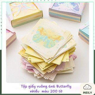 Giấy Vuông Origami 6x6cm 200 Tờ In Bướm Butterfly K190