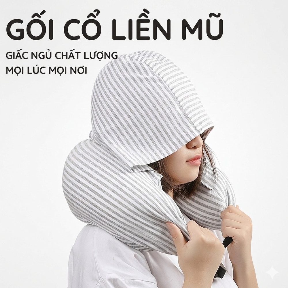 Gối cổ chữ U có mũ trùm BL18
