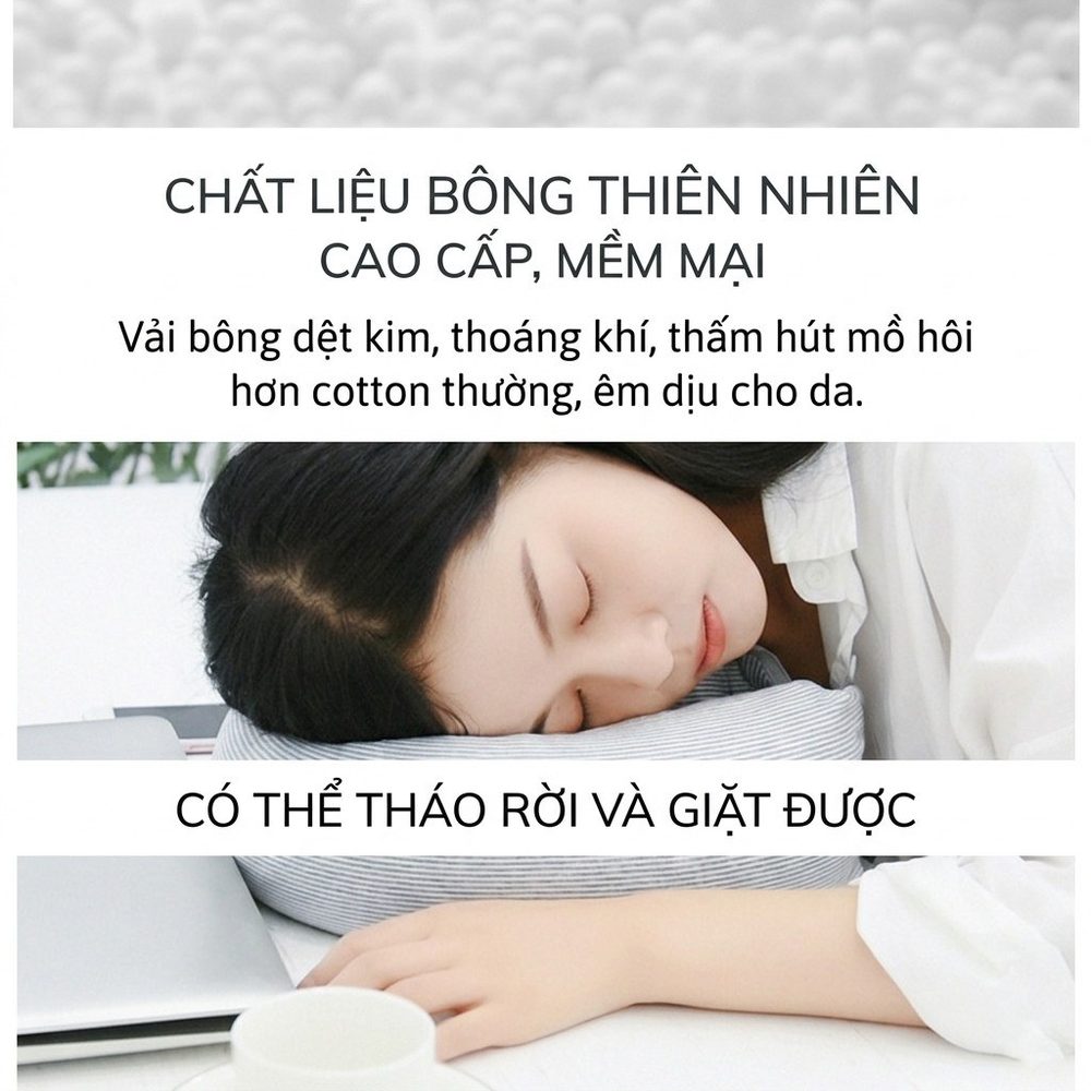 Gối cổ chữ U có mũ trùm BL18