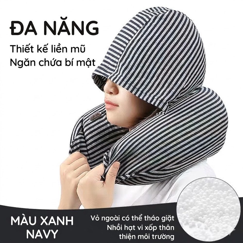 Gối cổ chữ U có mũ trùm BL18
