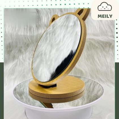 Gương gỗ để bàn trang điểm hình tai mèo dễ thương kèm đế phong cách minimalism