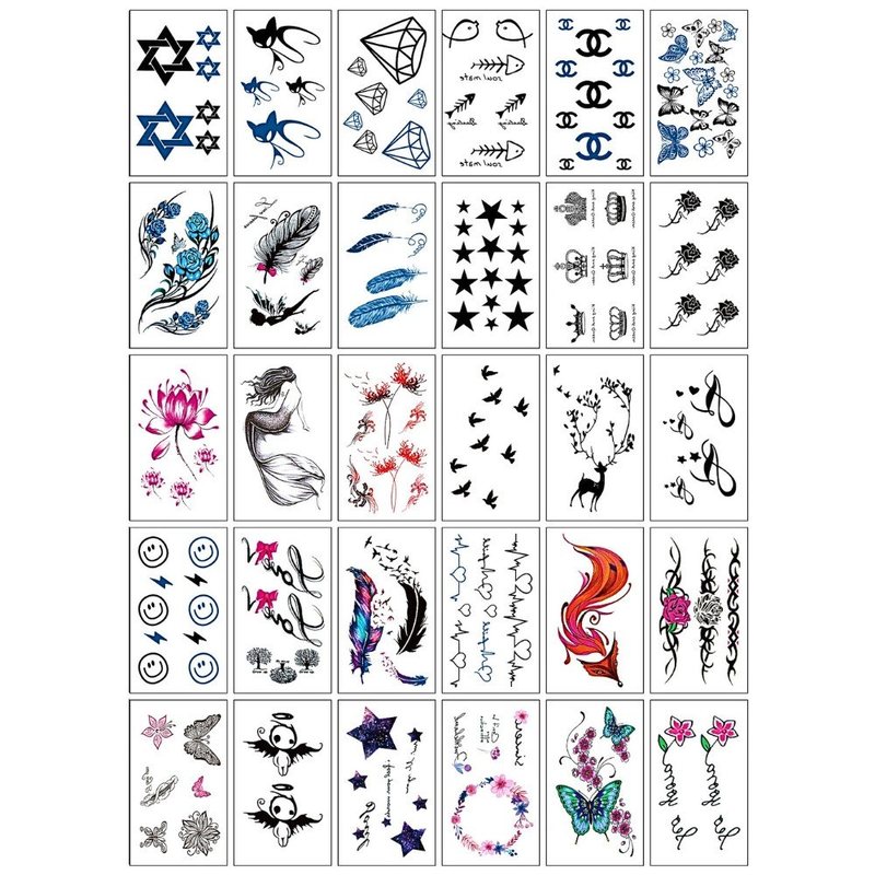 Hình xăm dán mini tattoo tạm thời 30 tờ - C