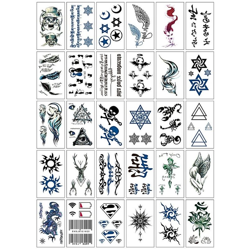 Hình xăm dán mini tattoo tạm thời 30 tờ - D