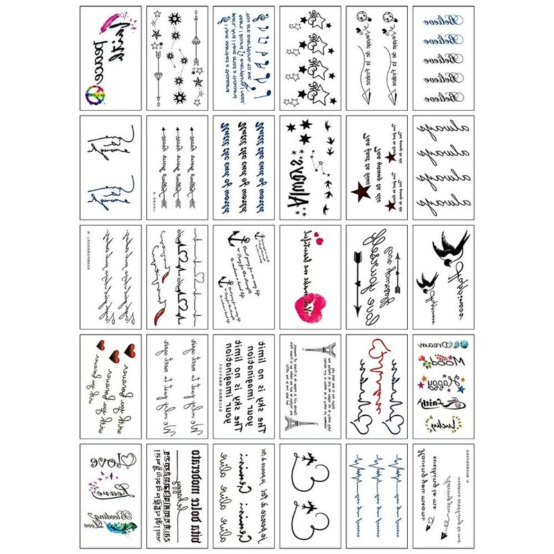 Hình xăm dán mini tattoo tạm thời 30 tờ - U
