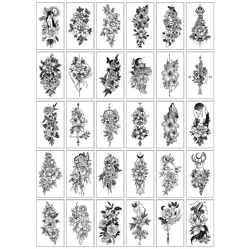 Hình xăm dán mini tattoo tạm thời 30 tờ - R