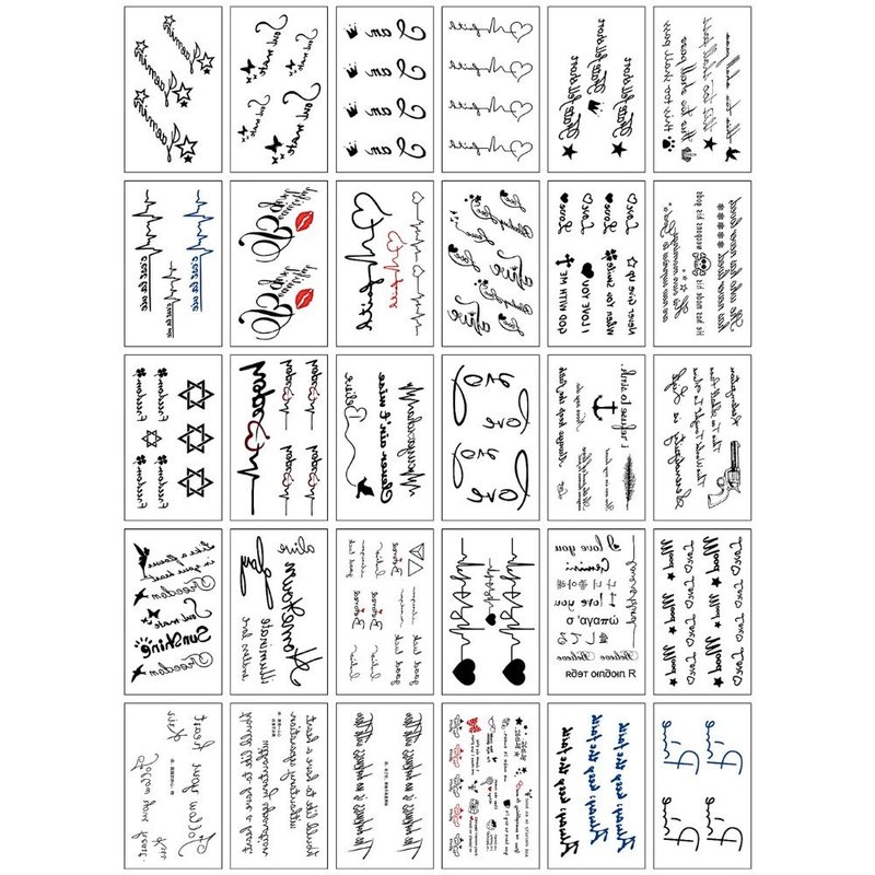 Hình xăm dán mini tattoo tạm thời 30 tờ - A